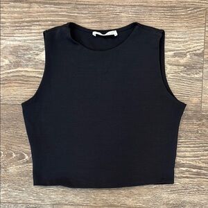 La Comet Women's Size Small Black Sleeveless Crop Tank Top Barcelona Med Style